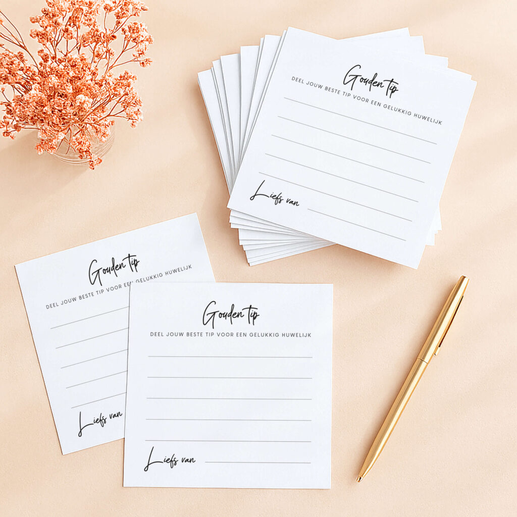 IN-7 Invulkaarten gouden tip bruiloft gastenboek alternatief origineel huwelijk