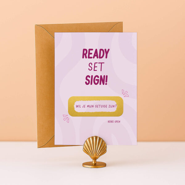 KR-41 Kraskaart ready set sign getuige vragen wil je mijn getuige zijn bruiloft