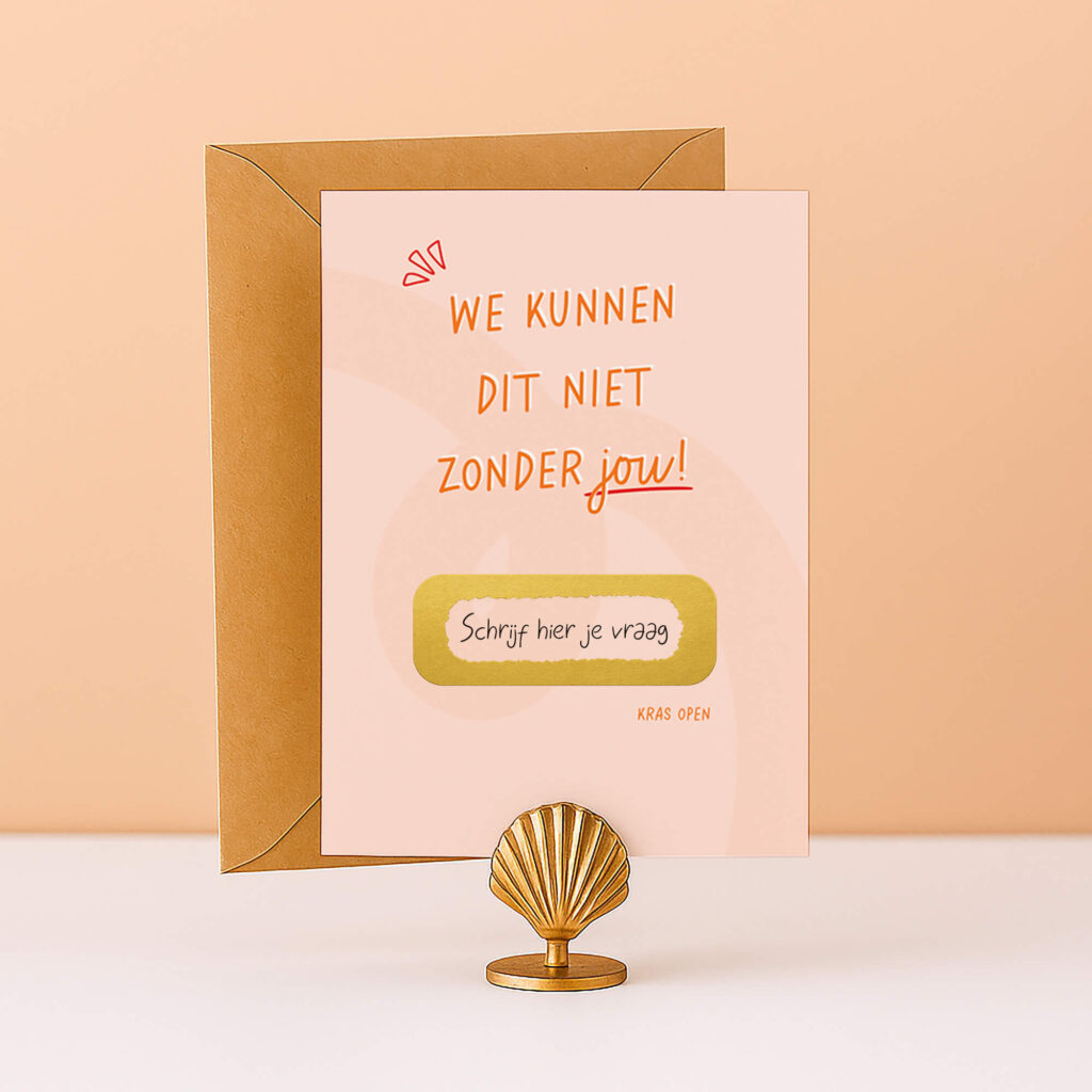 KR-43 Kraskaart getuige ceremoniemeester babs ringdrager bloemenmeisje vragen bruiloft we kunnen dit niet zonder jou wil je mijn