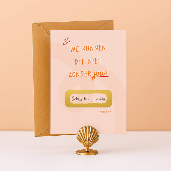 KR-43 Kraskaart getuige ceremoniemeester babs ringdrager bloemenmeisje vragen bruiloft we kunnen dit niet zonder jou wil je mijn