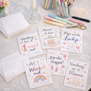 Ideefabriek babyshower activiteit inspiratie mijlpaalkaarten mile stone kaarten