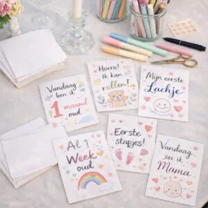 Ideefabriek babyshower activiteit inspiratie mijlpaalkaarten mile stone kaarten