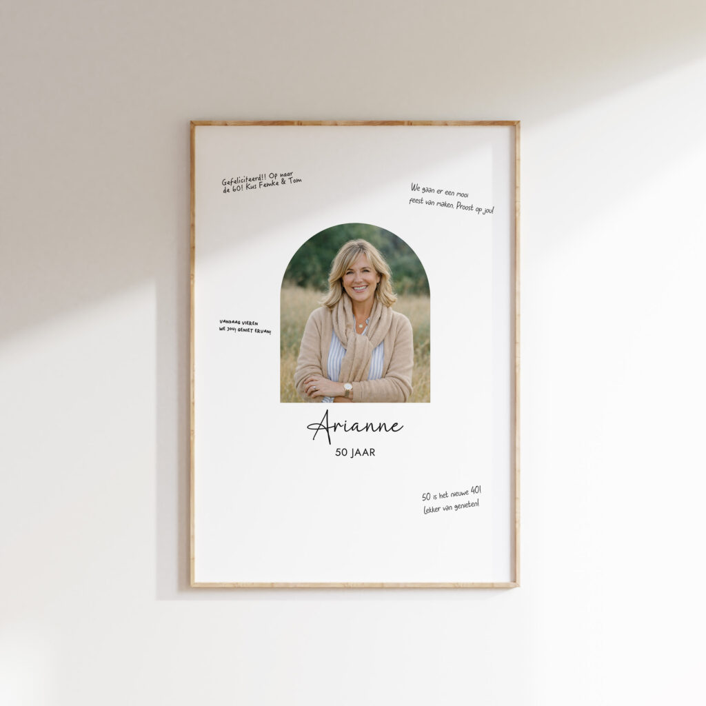 PERS-24 gepersonaliseerde invulposter gastenboek 50 jaar persoonlijk cadeau vrouw man poster alternatief verjaardag origineel