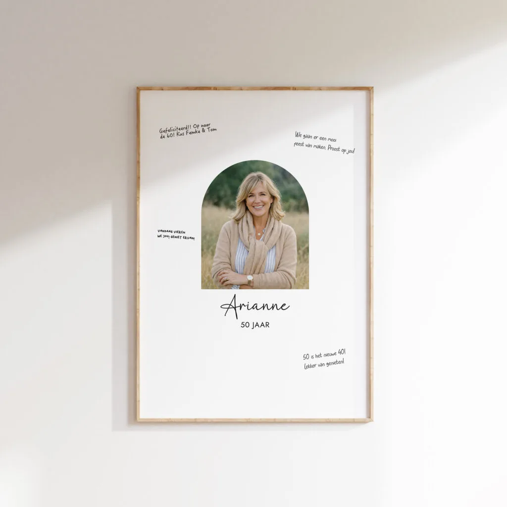 PERS-24 gepersonaliseerde invulposter gastenboek 50 jaar persoonlijk cadeau vrouw man poster alternatief verjaardag origineel