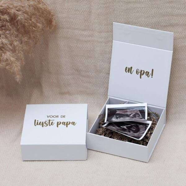 Voor de liefste papa en opa cadeaubox S Ideefabriek giftbox zwangerschapsaankondiging ik ben zwanger echo