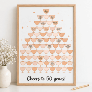 pers-25 Ideefabriek invulposter 50 jaar verjaardag huwelijksjubileum champagnetoren