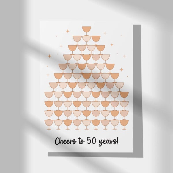 pers-25 Ideefabriek invulposter 50 jaar verjaardag huwelijksjubileum champagnetoren cadeau